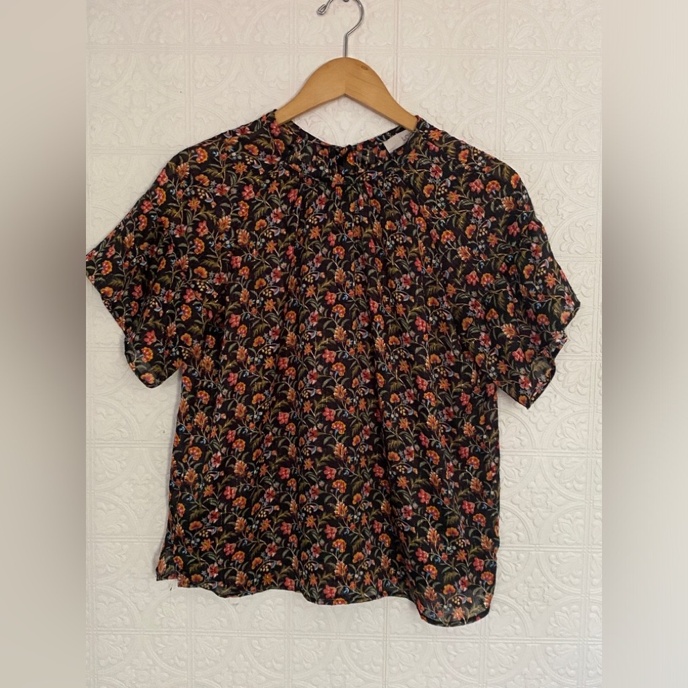 LOFT | Sheer pullover blouse | Tie Back Neck | Petite Small